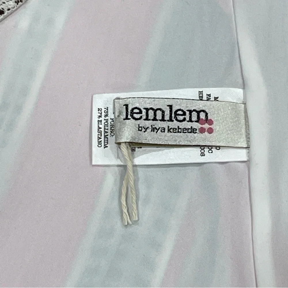 LEMLEM Amira Geo Stripe Belted One-Piece Swimsuit - Pink - Sz - XS $250 - Picture 8 of 11